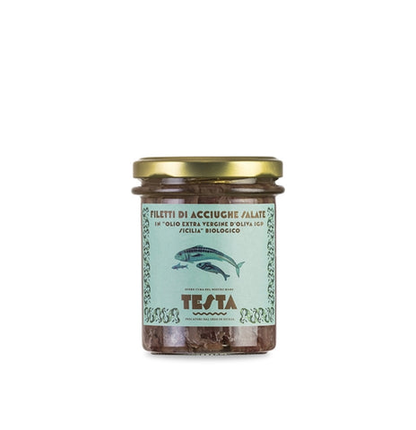 Testa Conserve Salted Anchovy Fillets in IGP Extra Virgin Olive Oil 200g