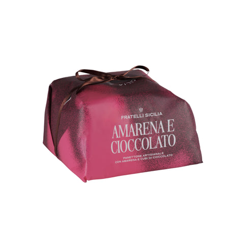 Fratelli Sicilia Panettone with amarena cherries and glazed chocolate cubes 500g